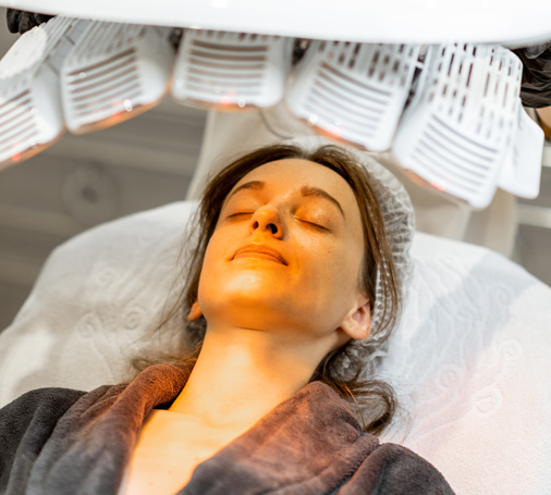 Patient undergoing light therapy session